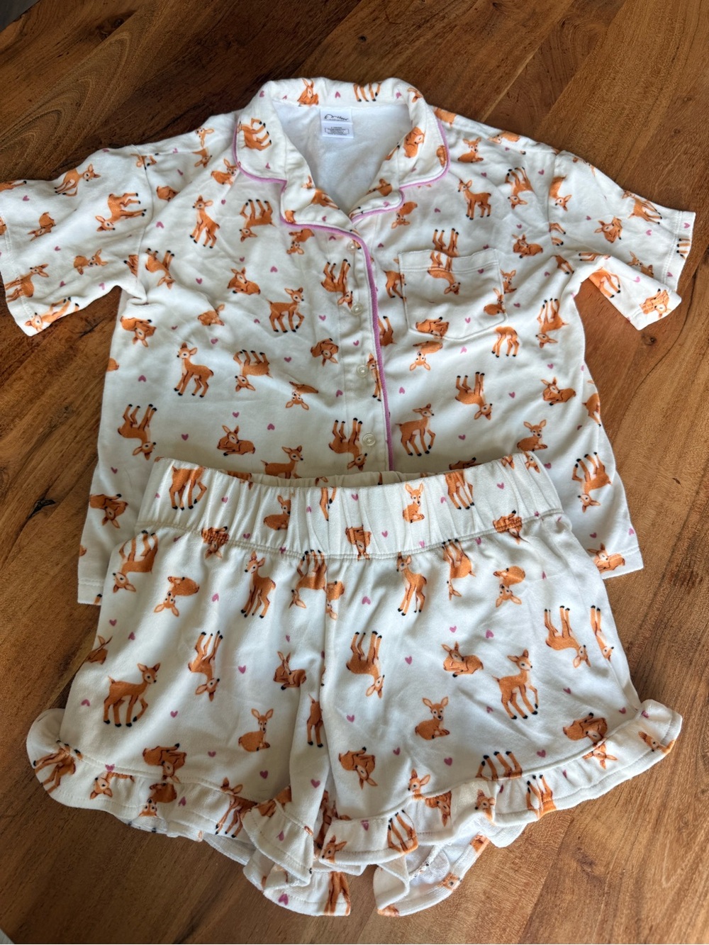 Girls Art Class Velour Deer Print Pajama Set